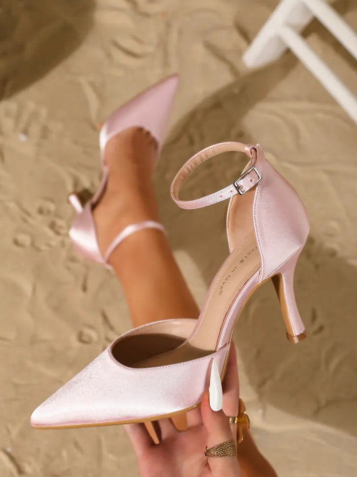 Women’s Ankle Strap Heels Pointed Toe Dress Shoes Elegant Evening Footwear