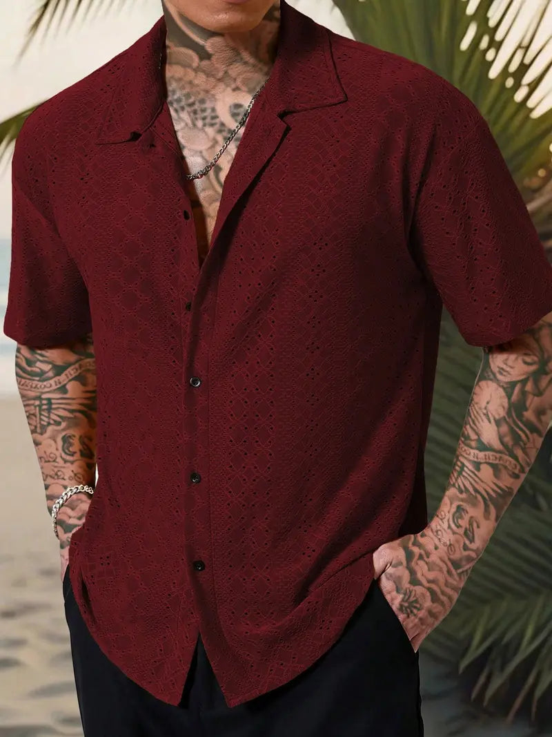Men’s Short Sleeve Casual Button Up Shirt Summer Everyday Top