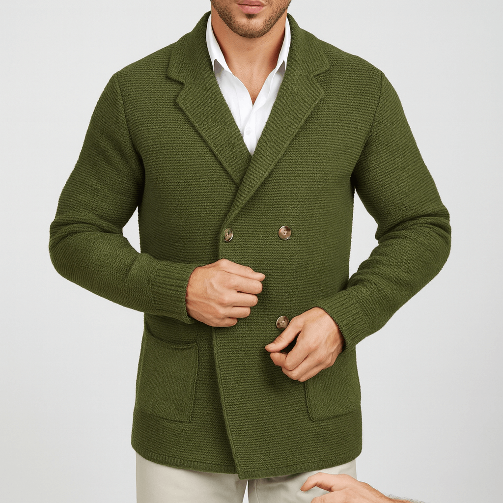 Spraykis | Textured Knit Men Cardigan With Blazer Lapel