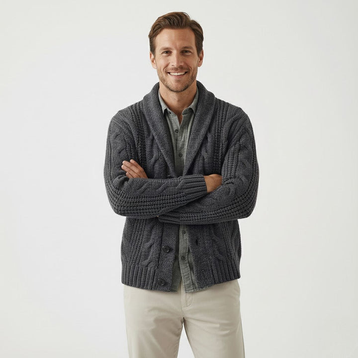 Men’s Shawl Collar Cardigan – Classic Warm Design