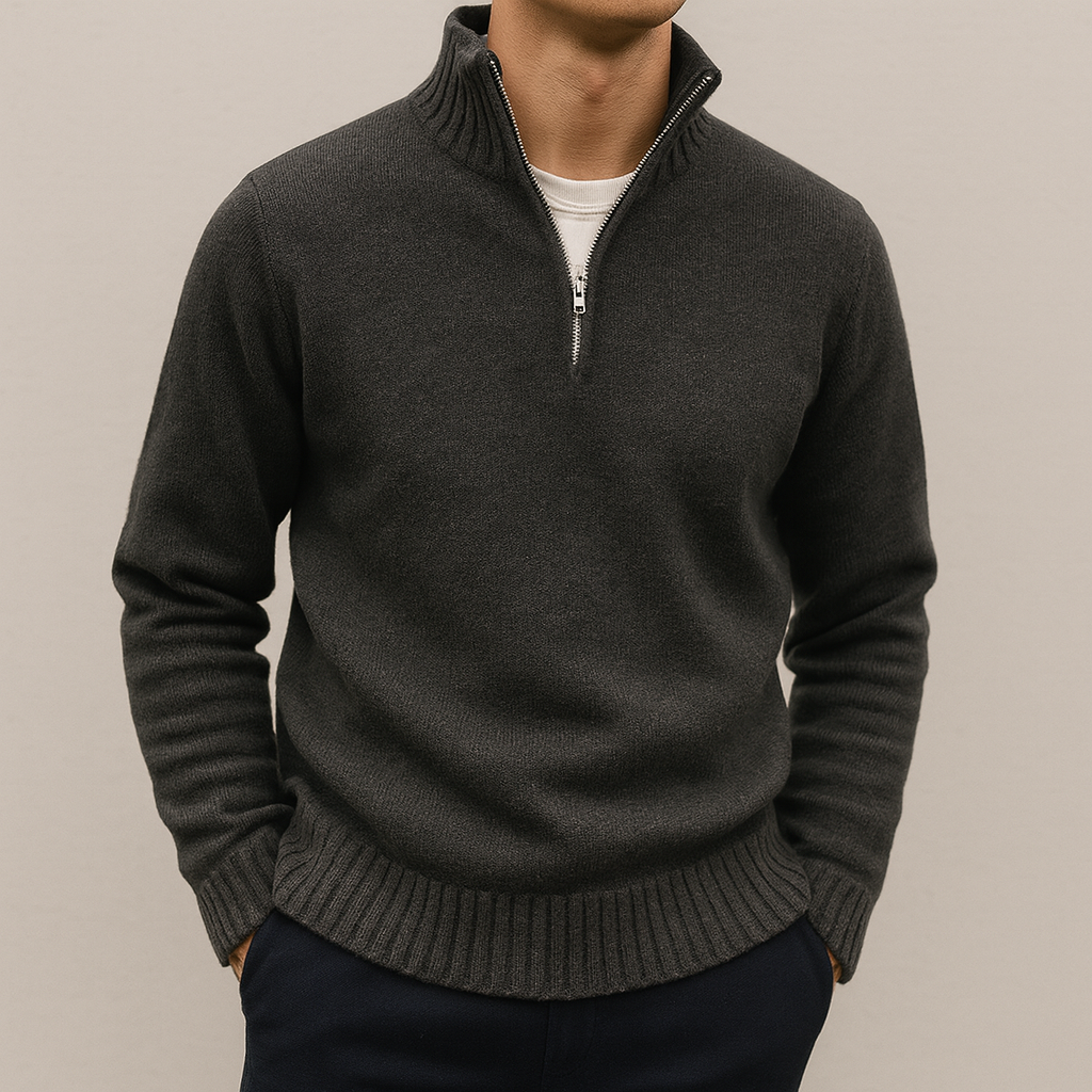 Mathieu Men’s Half-Zip Sweater – Soft Knit Mid-Layer | Modern Everyday Comfort