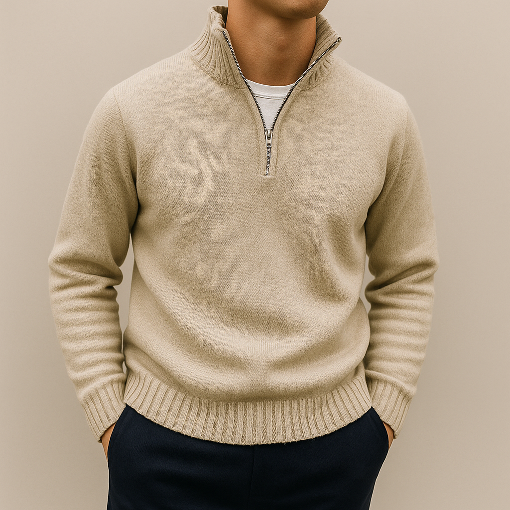 Mathieu Men’s Half-Zip Sweater – Soft Knit Mid-Layer | Modern Everyday Comfort