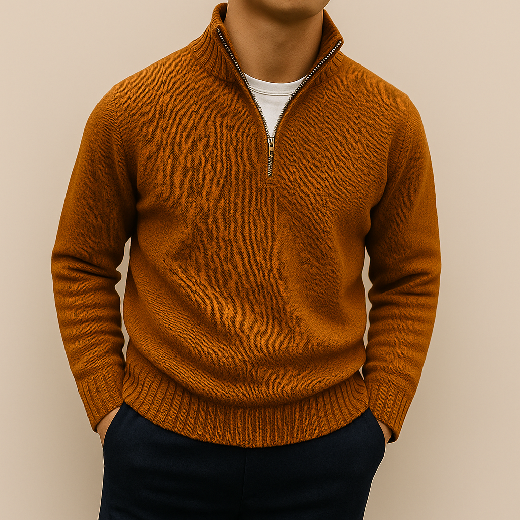 Mathieu Men’s Half-Zip Sweater – Soft Knit Mid-Layer | Modern Everyday Comfort
