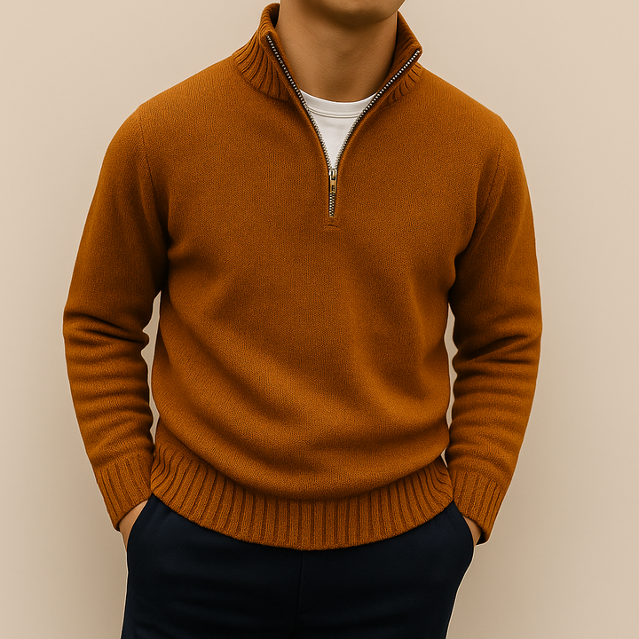 Mathieu Men’s Half-Zip Sweater – Soft Knit Mid-Layer | Modern Everyday Comfort
