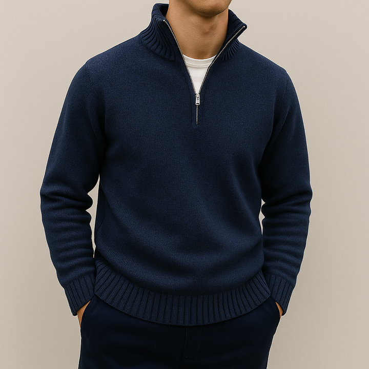 Mathieu Men’s Half-Zip Sweater – Soft Knit Mid-Layer | Modern Everyday Comfort