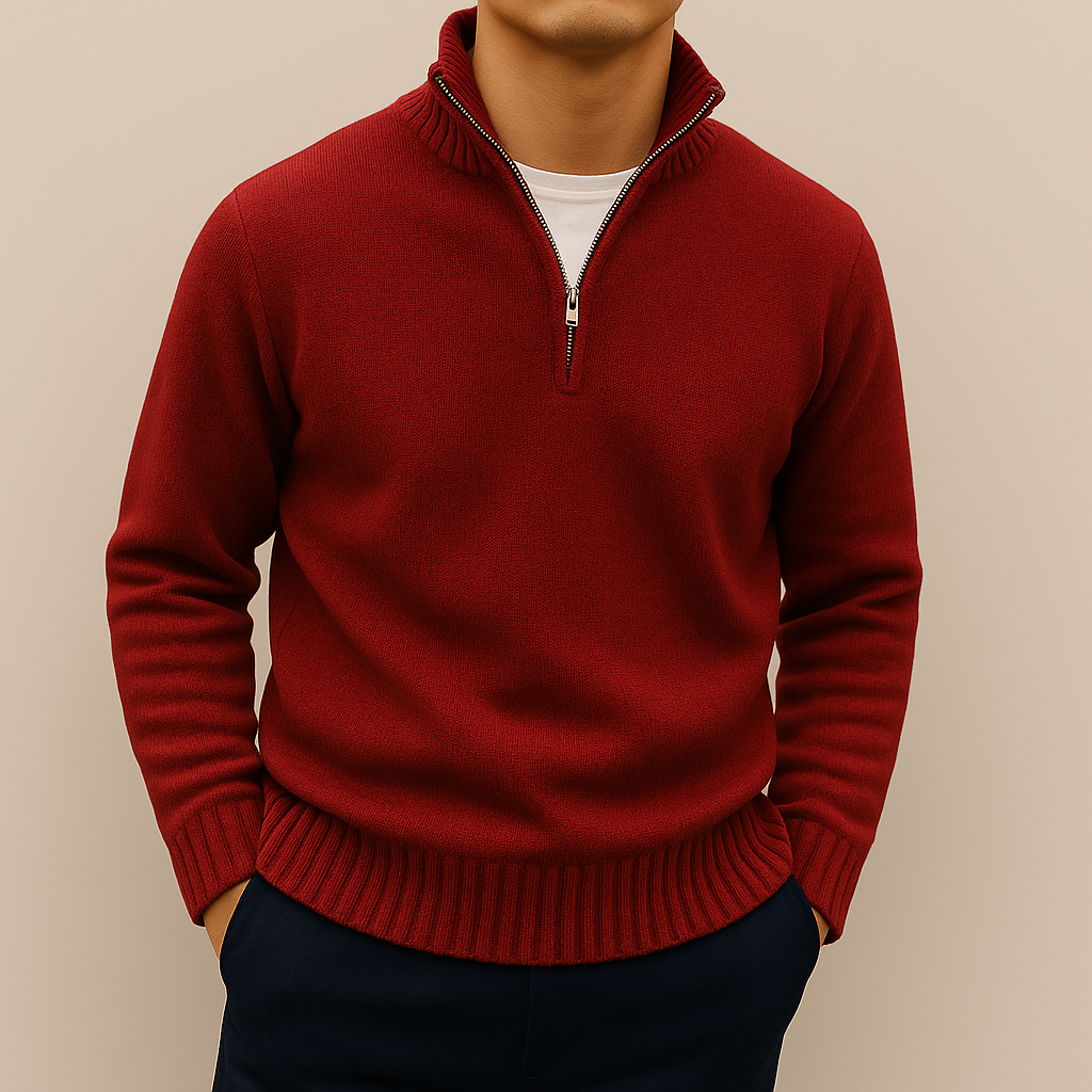 Mathieu Men’s Half-Zip Sweater – Soft Knit Mid-Layer | Modern Everyday Comfort