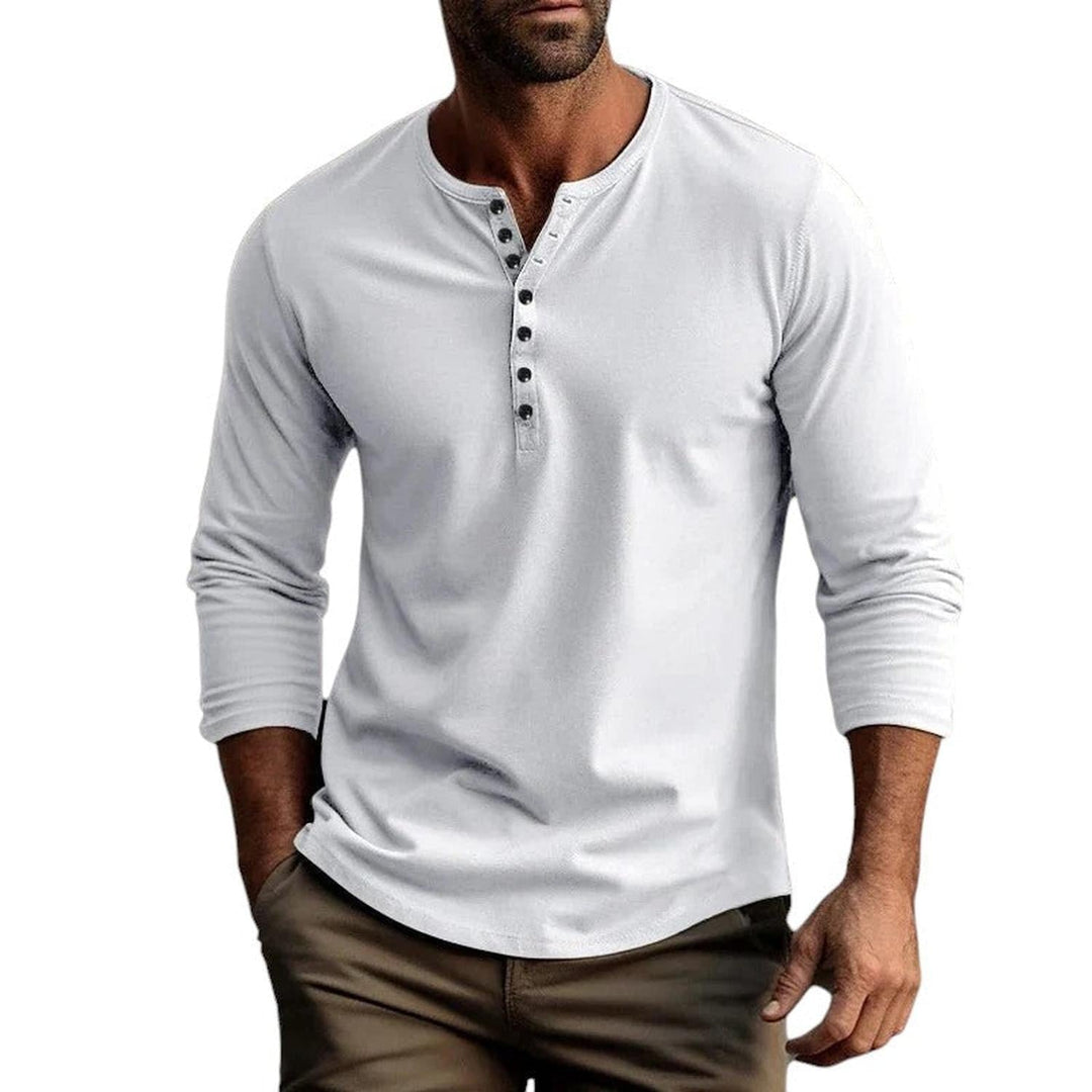 Men’s Henley Shirt Casual Long Sleeve Button Neck Everyday Top