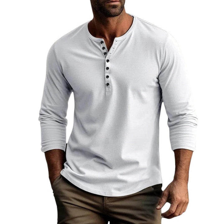 Men’s Henley Shirt Casual Long Sleeve Button Neck Everyday Top