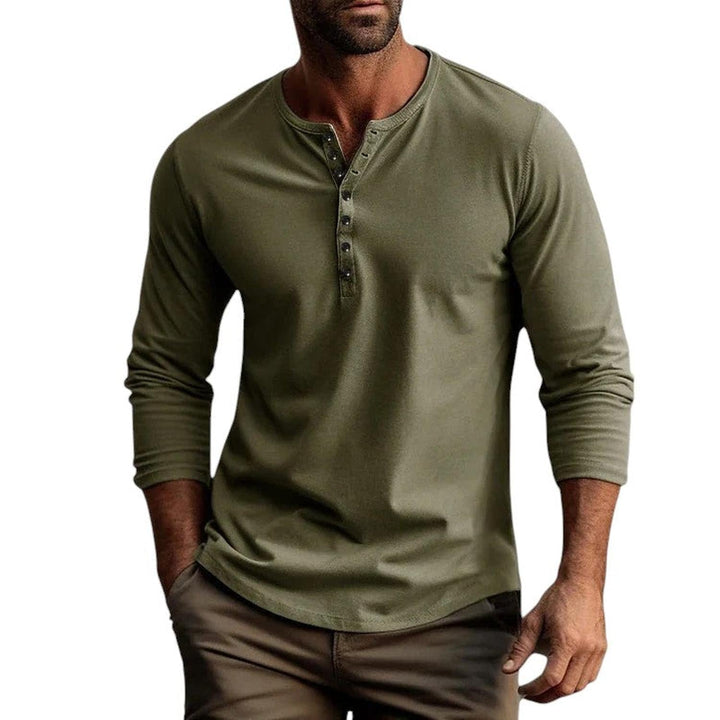Men’s Henley Shirt Casual Long Sleeve Button Neck Everyday Top