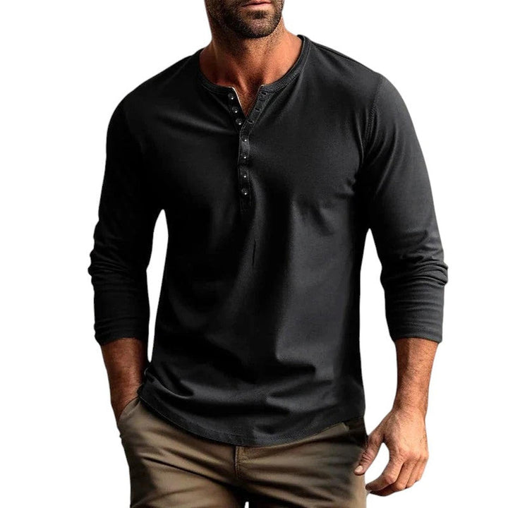 Men’s Henley Shirt Casual Long Sleeve Button Neck Everyday Top