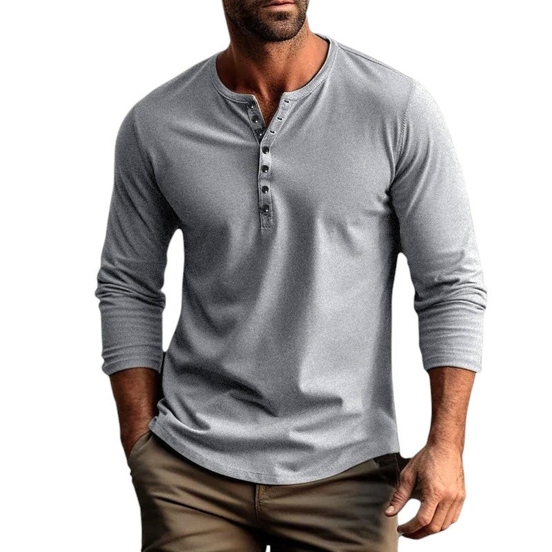 Men’s Henley Shirt Casual Long Sleeve Button Neck Everyday Top