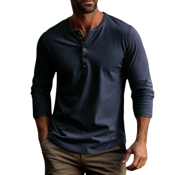 Men’s Henley Shirt Casual Long Sleeve Button Neck Everyday Top
