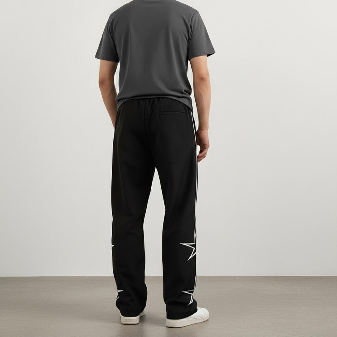 Men’s Wide-Leg Streetwear Jogger Pants – Striped Design