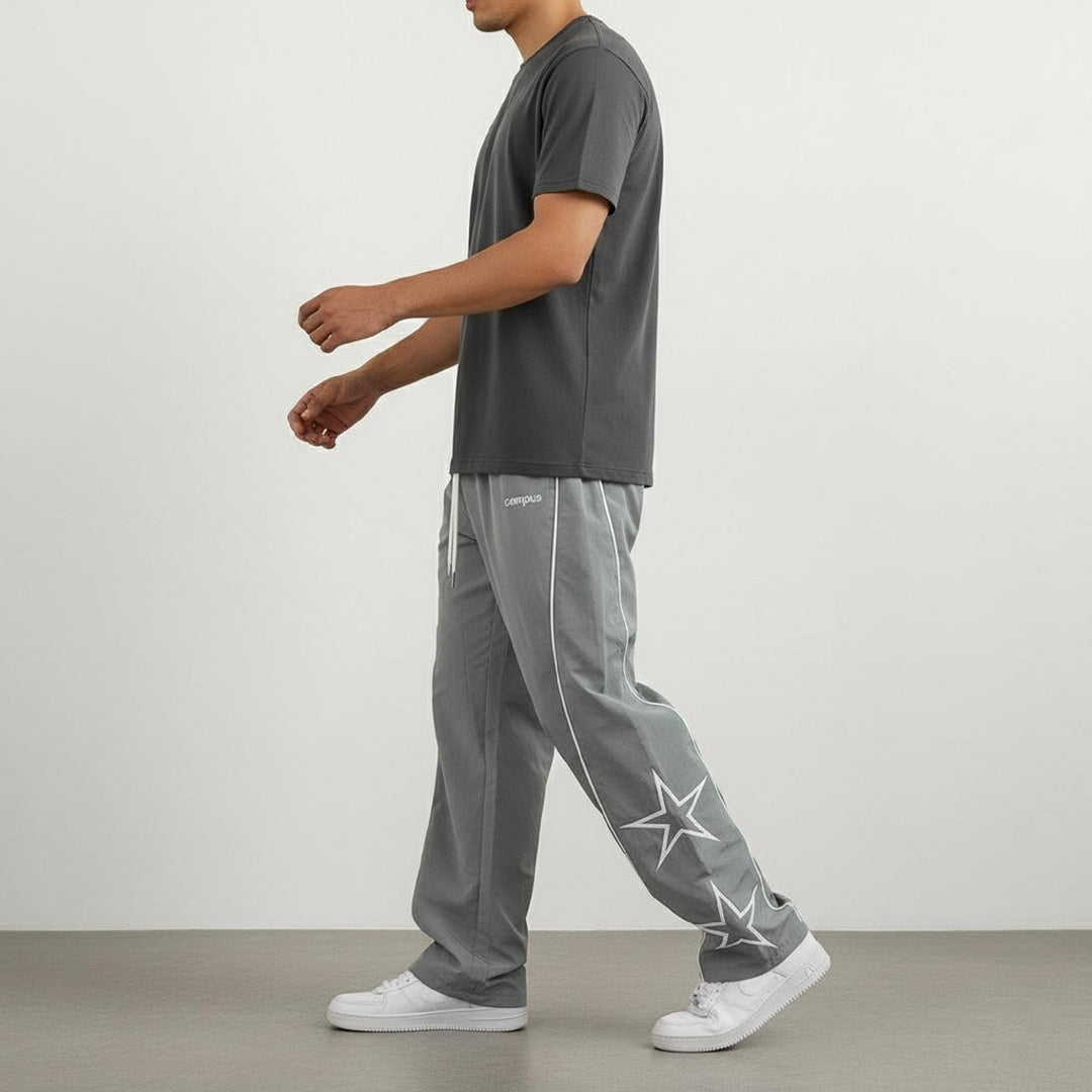 Men’s Wide-Leg Streetwear Jogger Pants – Striped Design
