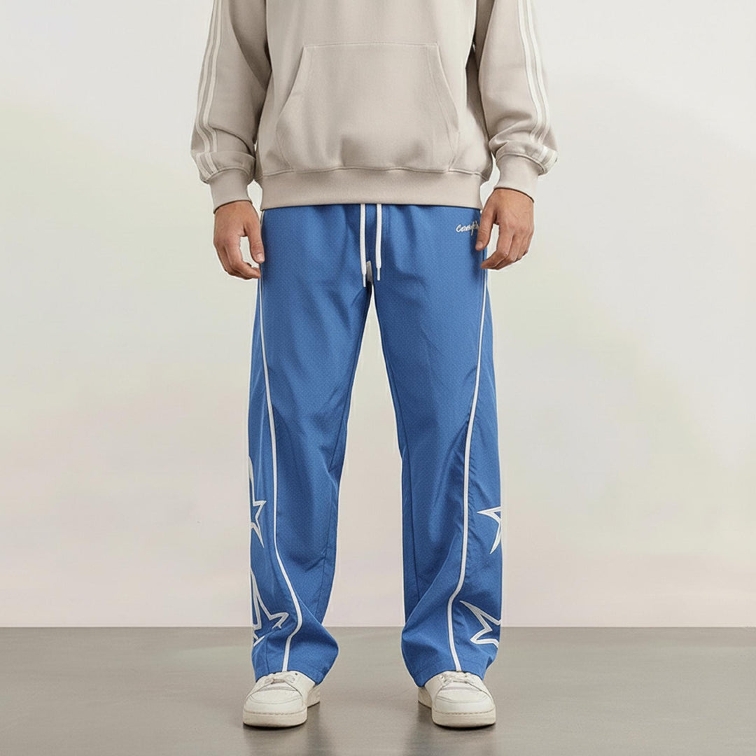 Men’s Wide-Leg Streetwear Jogger Pants – Striped Design