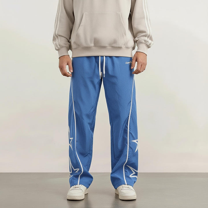 Men’s Wide-Leg Streetwear Jogger Pants – Striped Design