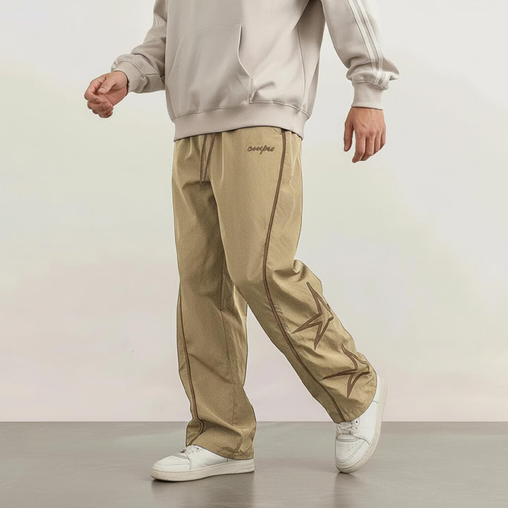 Men’s Wide-Leg Streetwear Jogger Pants – Striped Design