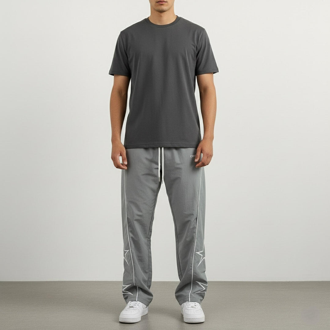 Men’s Wide-Leg Streetwear Jogger Pants – Striped Design