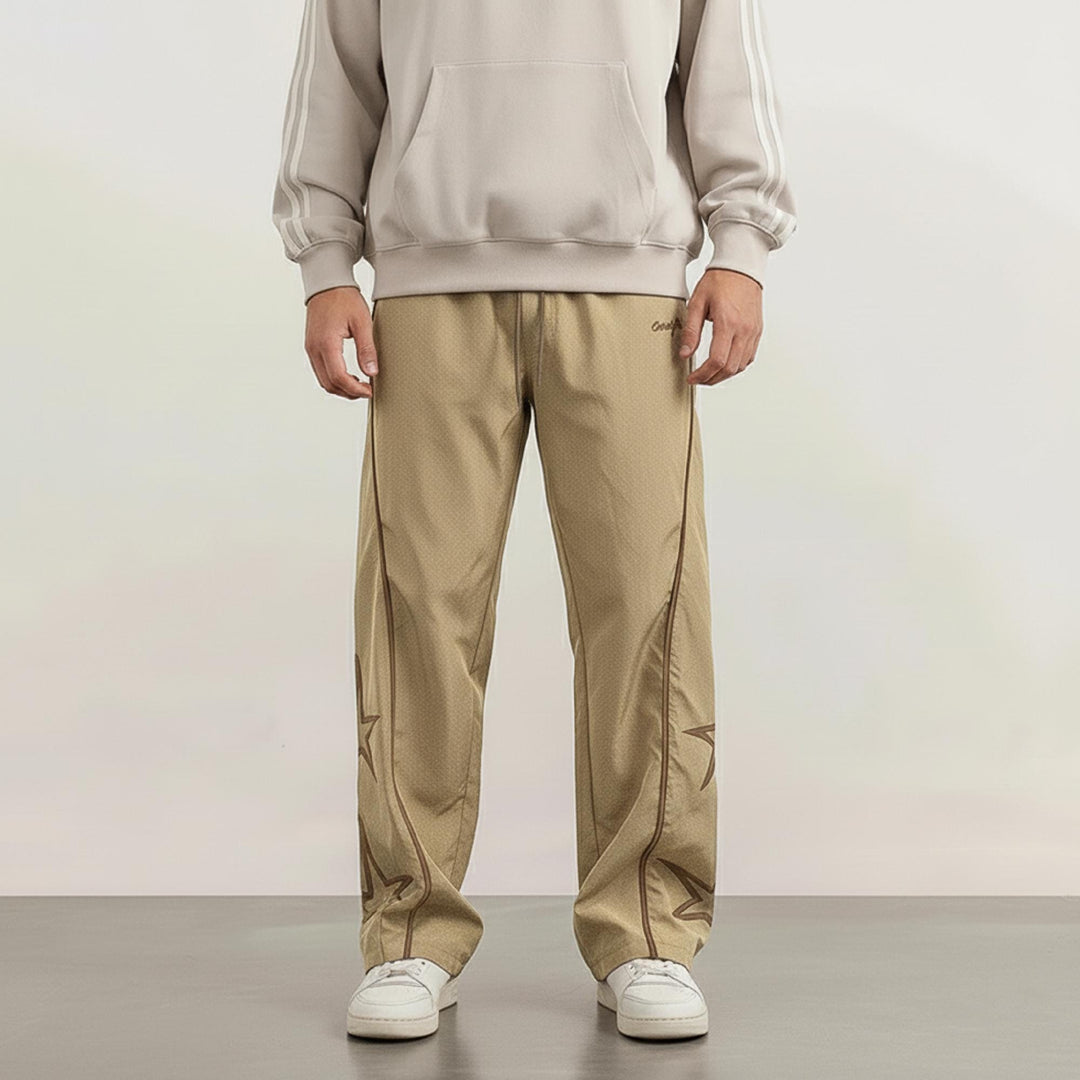 Men’s Wide-Leg Streetwear Jogger Pants – Striped Design