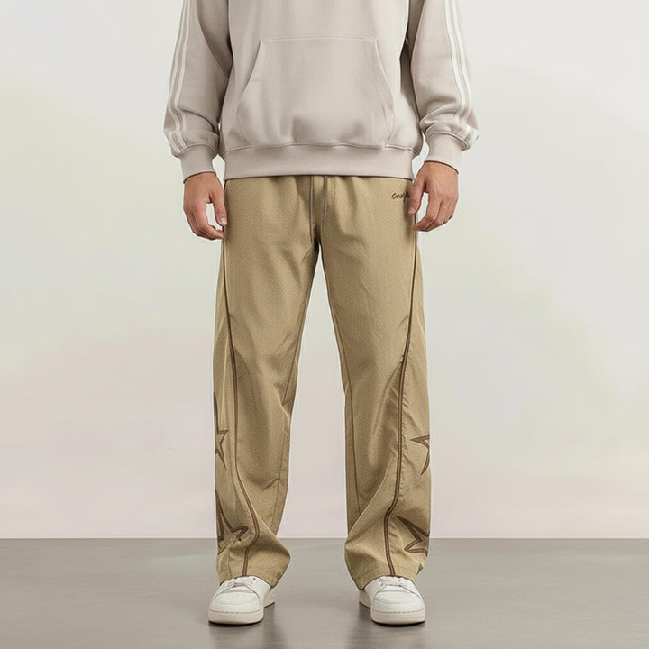 Men’s Wide-Leg Streetwear Jogger Pants – Striped Design