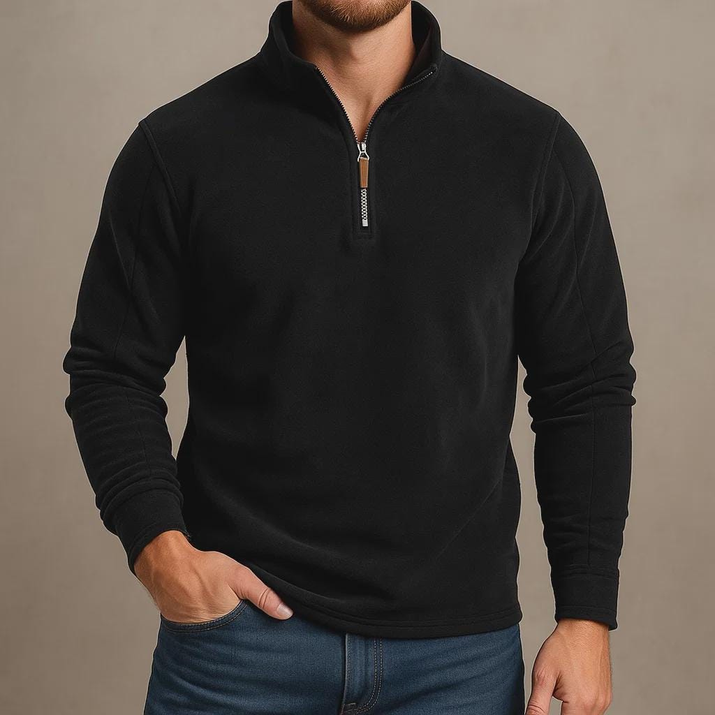 Men Quarter Zip Sweater - Long Sleeve Half Zip