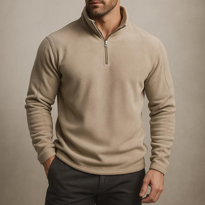 Men Quarter Zip Sweater - Long Sleeve Half Zip