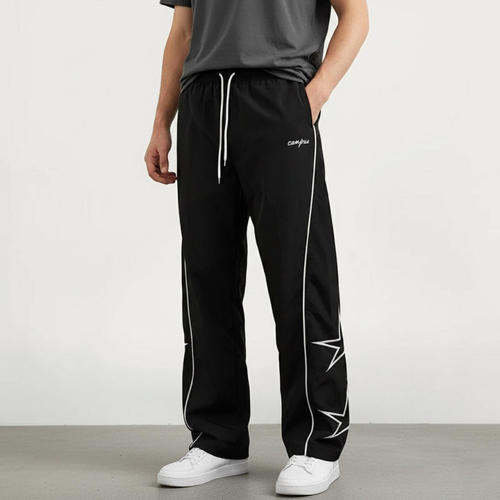 Men’s Wide-Leg Streetwear Jogger Pants – Striped Design