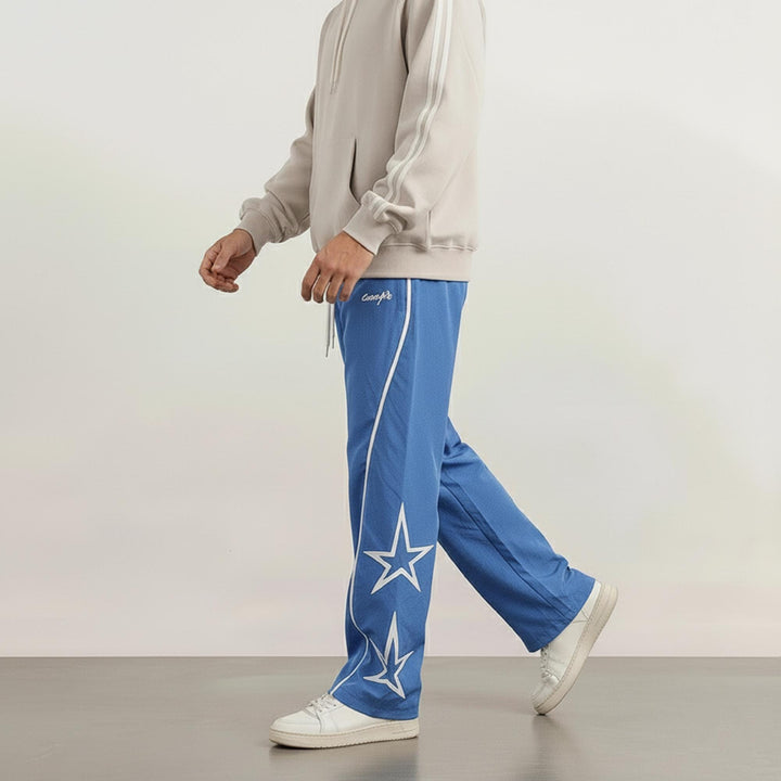 Men’s Wide-Leg Streetwear Jogger Pants – Striped Design