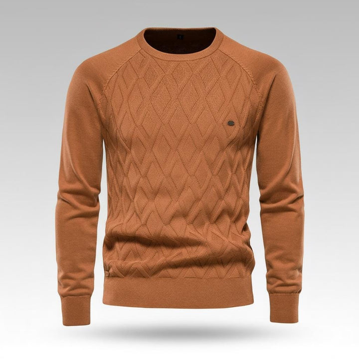 Men’s Diamond Pattern Sweater – Crew Neck Design