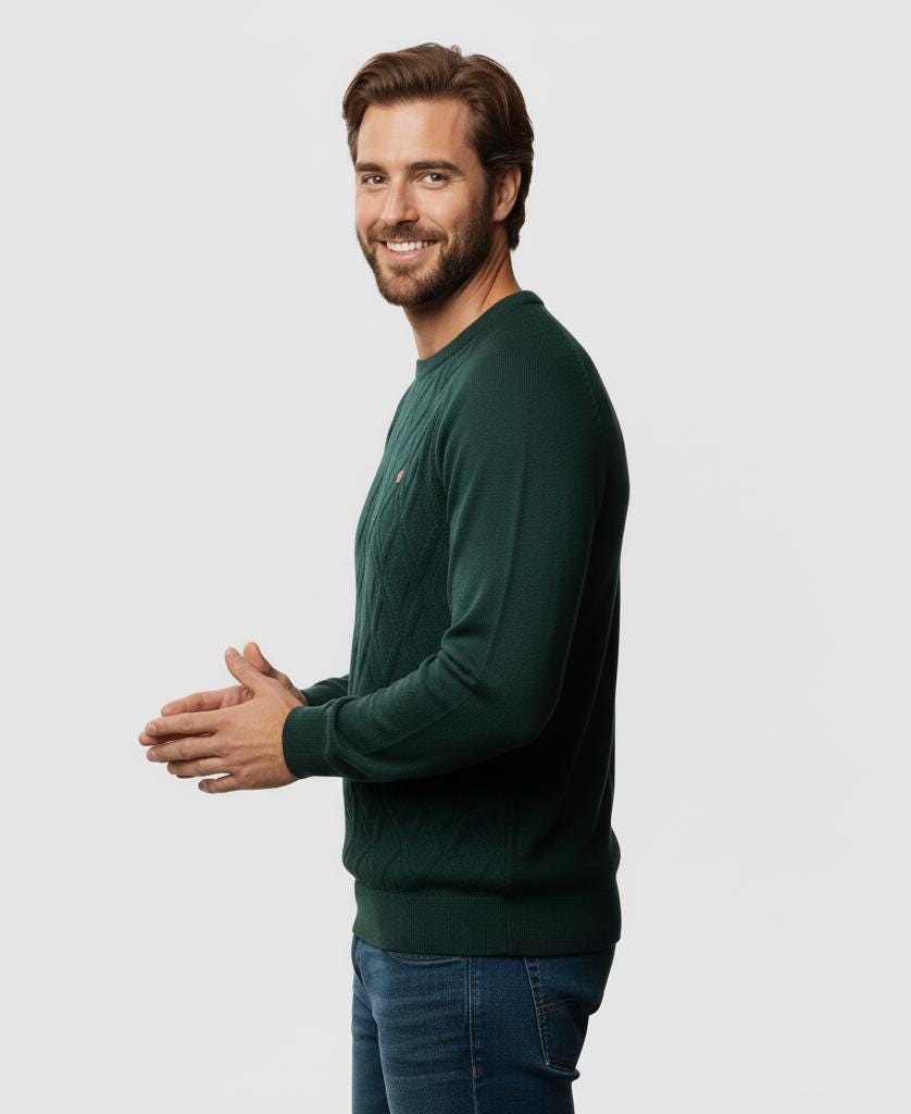 Men’s Diamond Pattern Sweater – Crew Neck Design