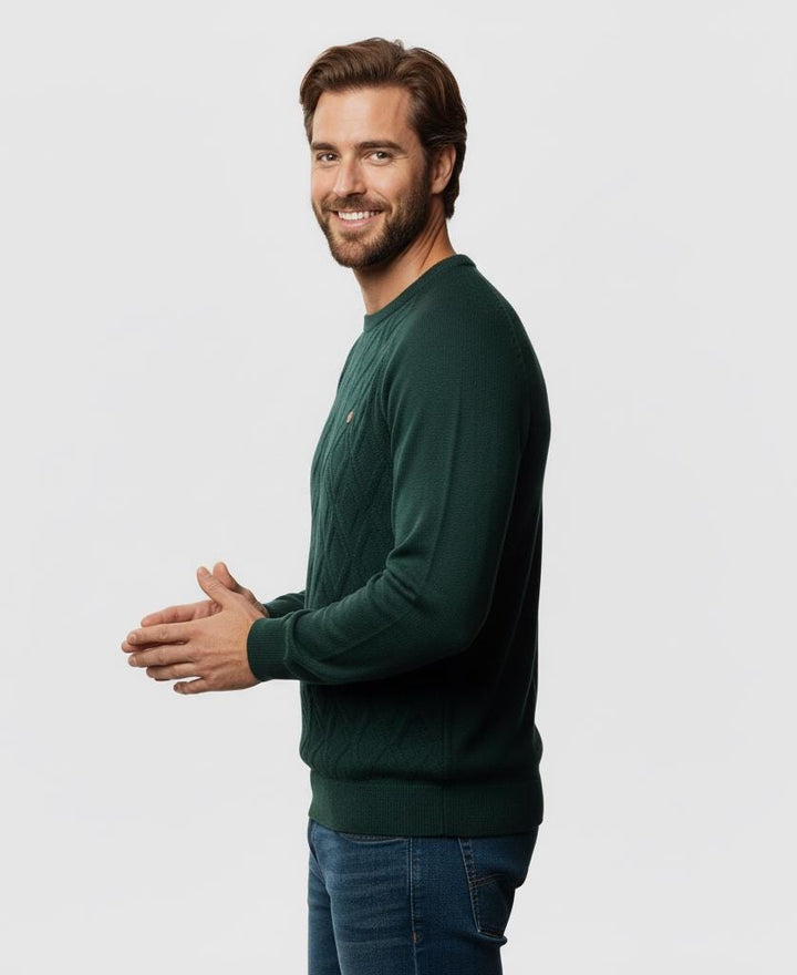 Men’s Diamond Pattern Sweater – Crew Neck Design