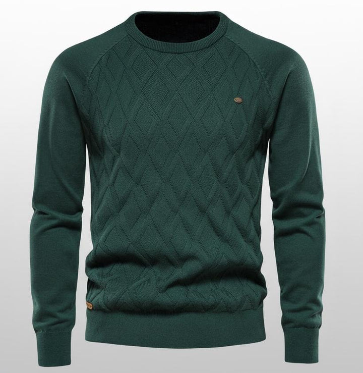 Men’s Diamond Pattern Sweater – Crew Neck Design