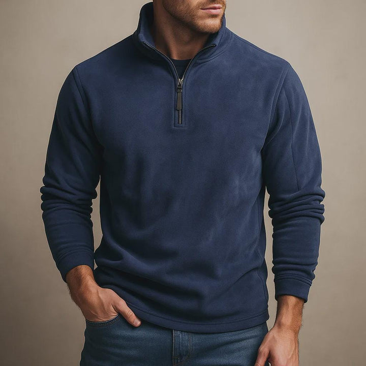 Men Quarter Zip Sweater - Long Sleeve Half Zip