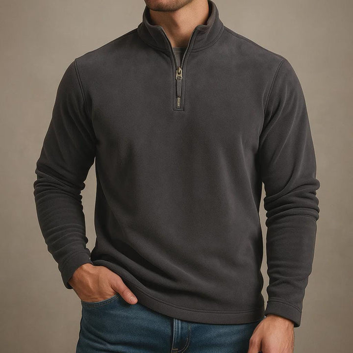 Men Quarter Zip Sweater - Long Sleeve Half Zip