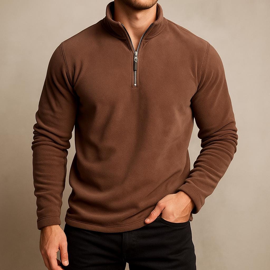 Men Quarter Zip Sweater - Long Sleeve Half Zip