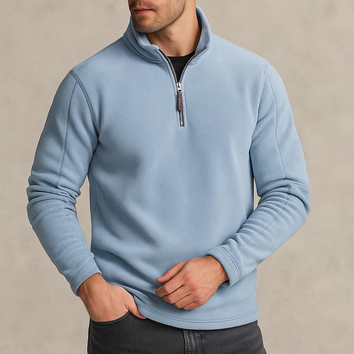 Men Quarter Zip Sweater - Long Sleeve Half Zip