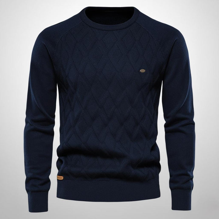 Men’s Diamond Pattern Sweater – Crew Neck Design