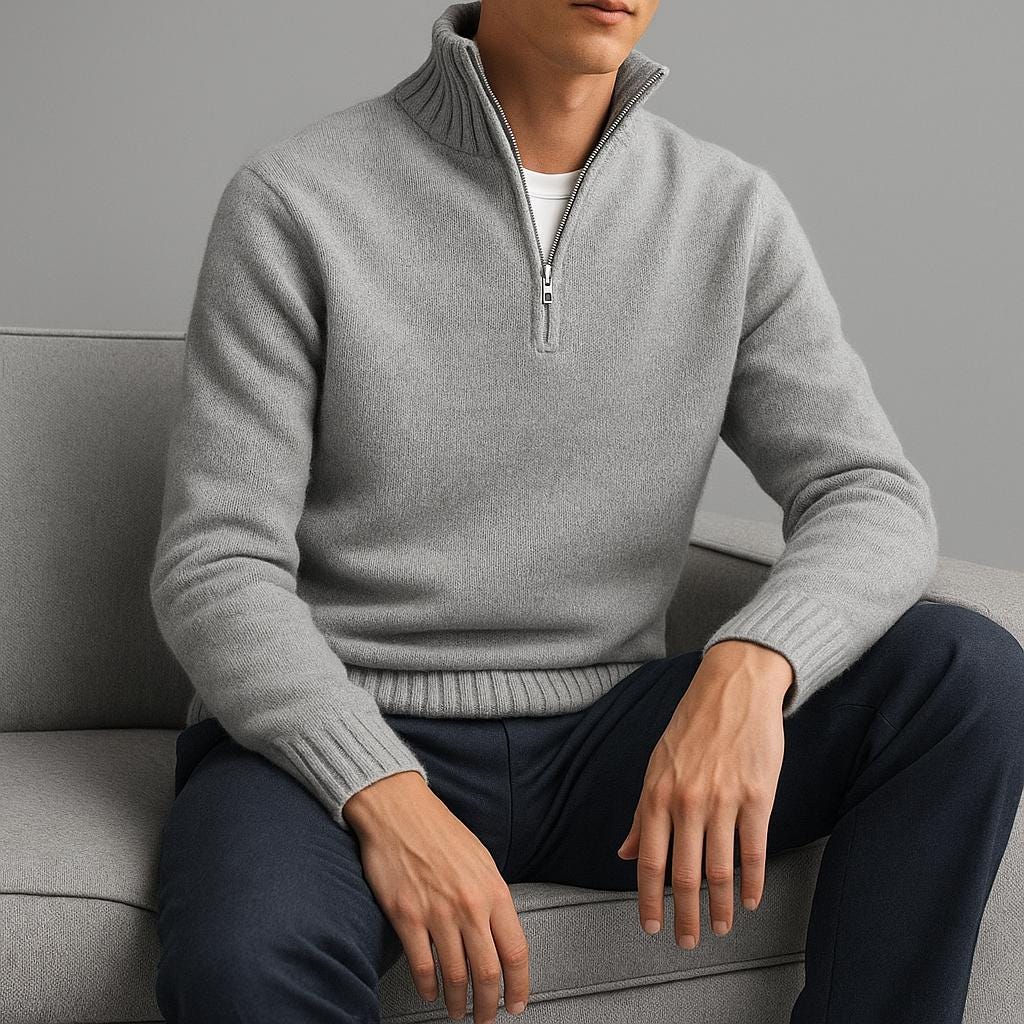 Men Classic Quarter Zip Sweater