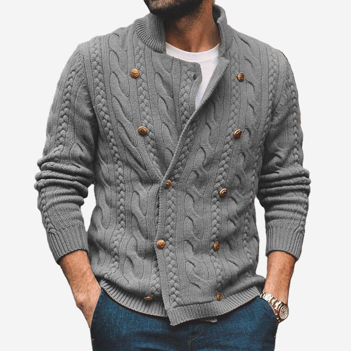 Men’s Cable Knit Cardigan – Classic Wool Blend Button-Up Sweater