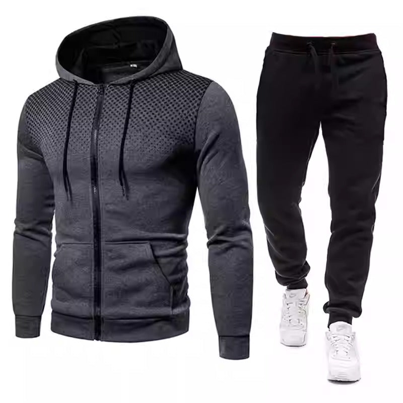 Men’s Hooded Tracksuit Set Zip Up Hoodie and Jogger Pants