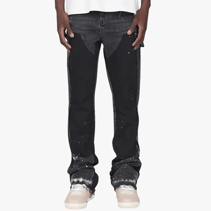 Men’s Streetstyle Jeans – Paint-Splatter Effect, Relaxed Fit Denim