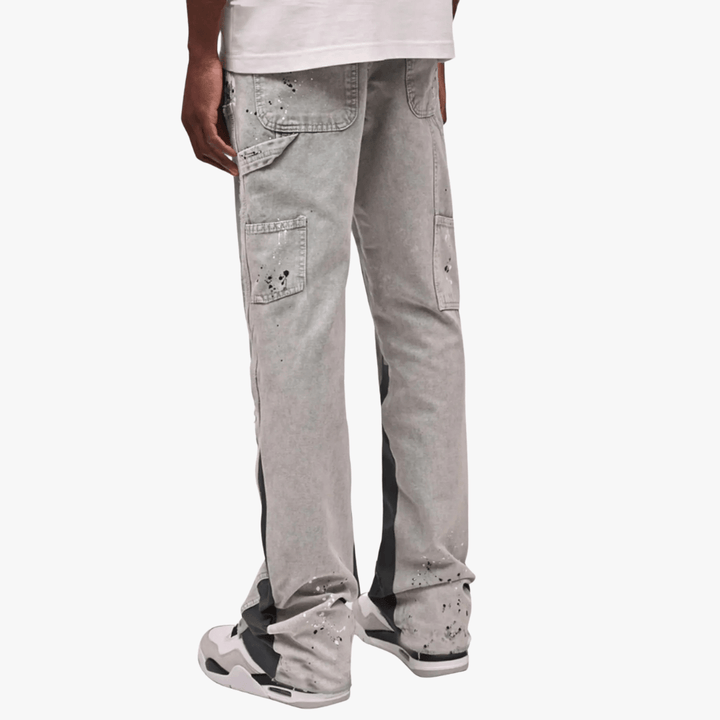 Men’s Streetstyle Jeans – Paint-Splatter Effect, Relaxed Fit Denim