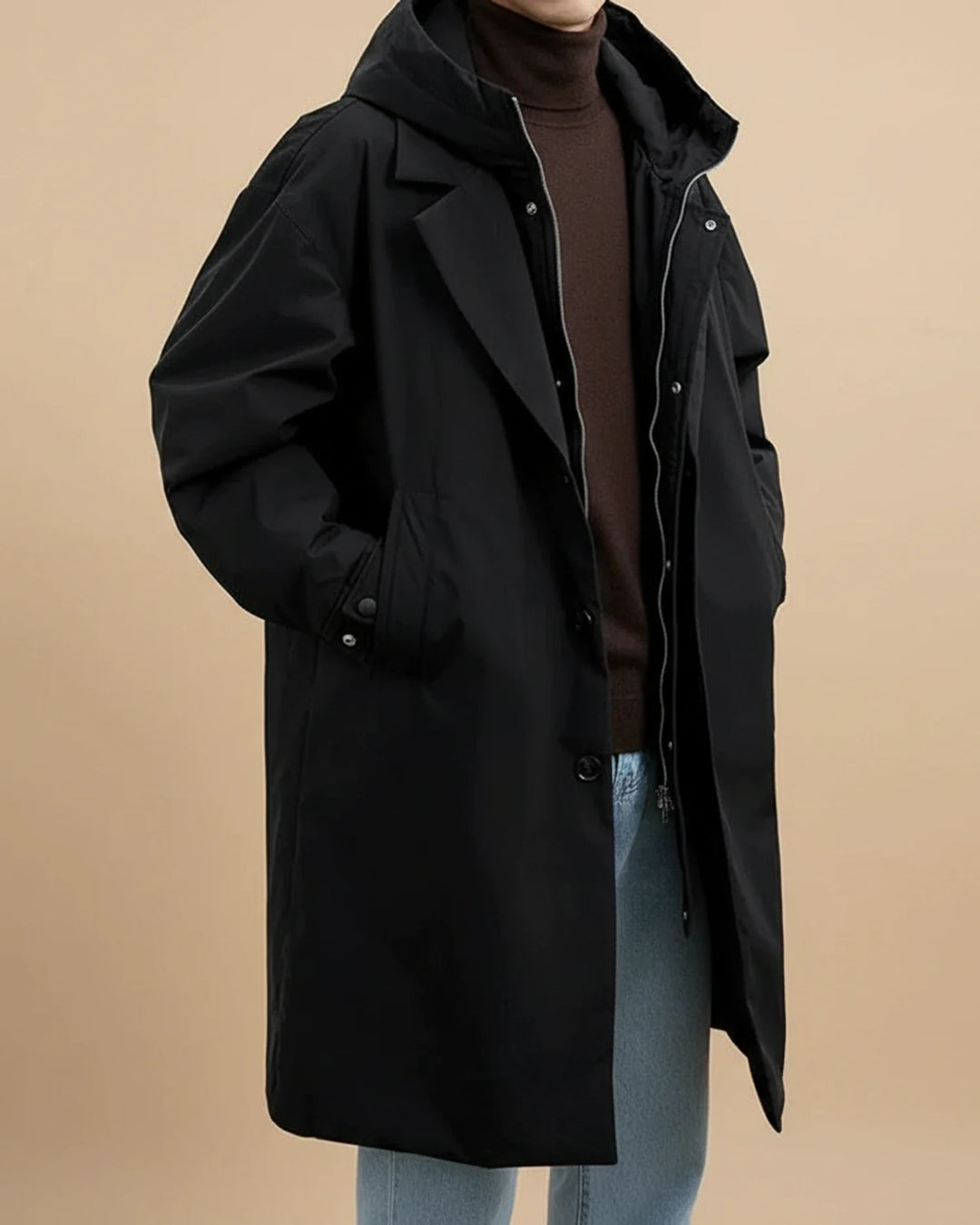 Men’s Waterproof Hooded Overcoat – Lightweight All-Weather Outerwear