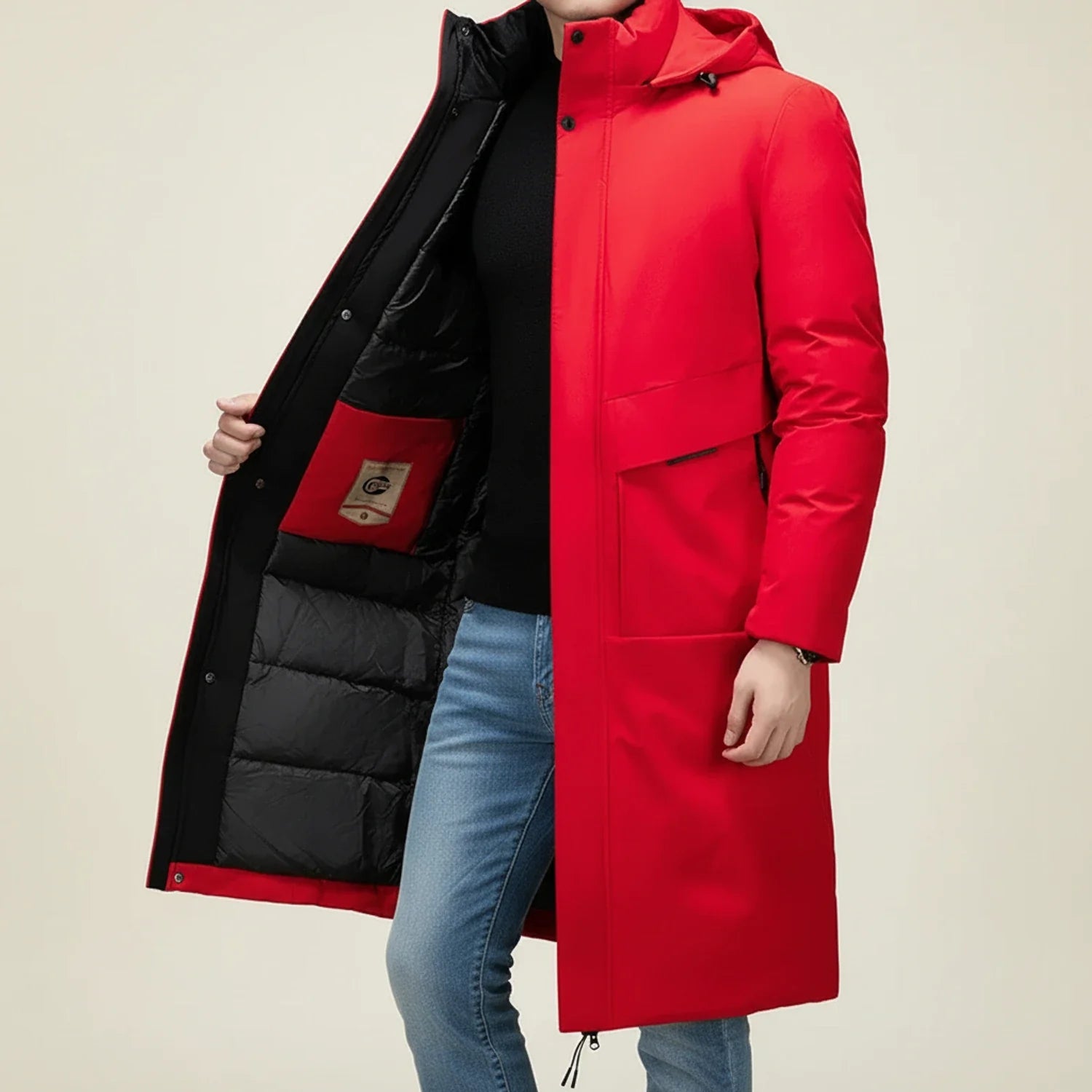 Men's Long Hooded Insulated Parka