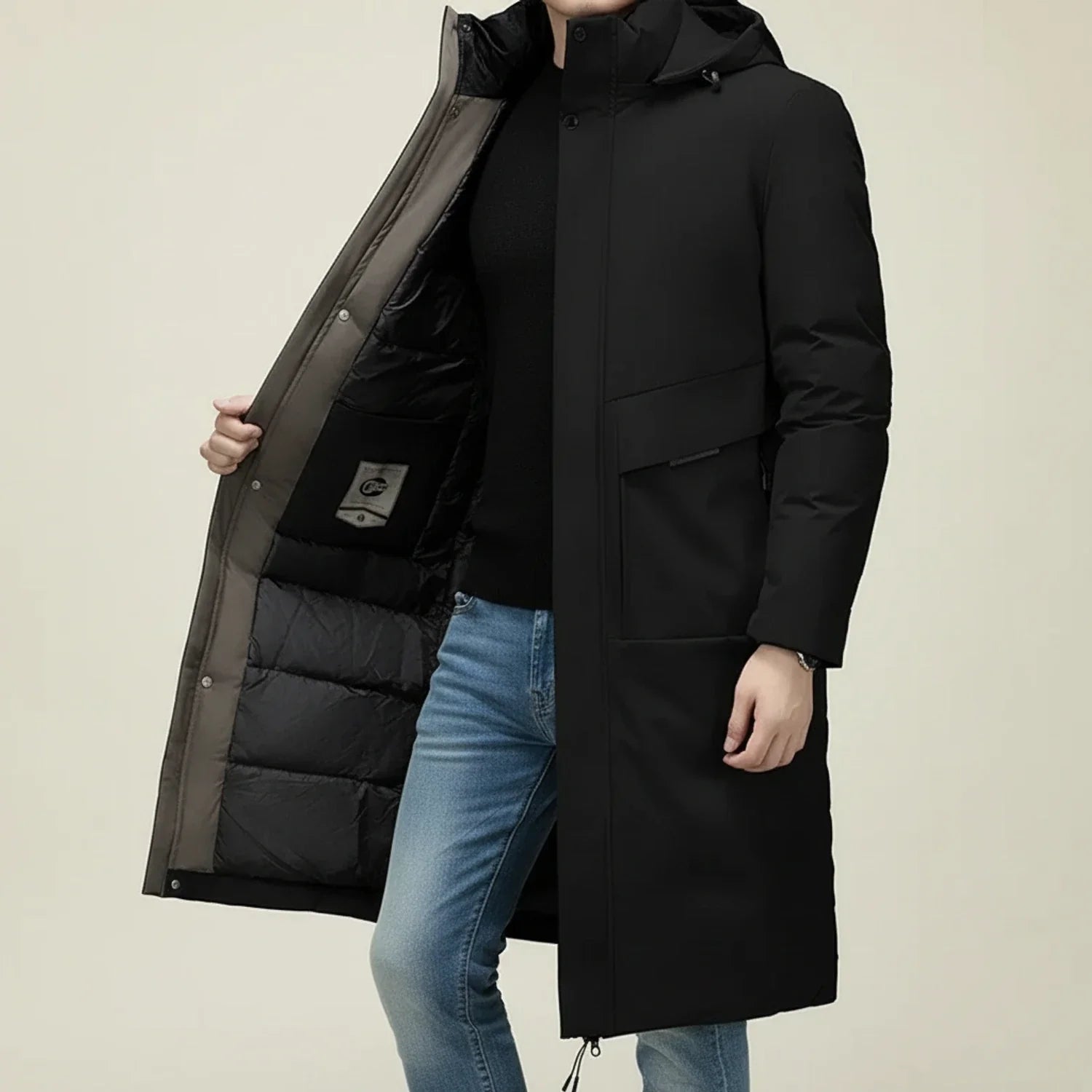 Men's Long Hooded Insulated Parka