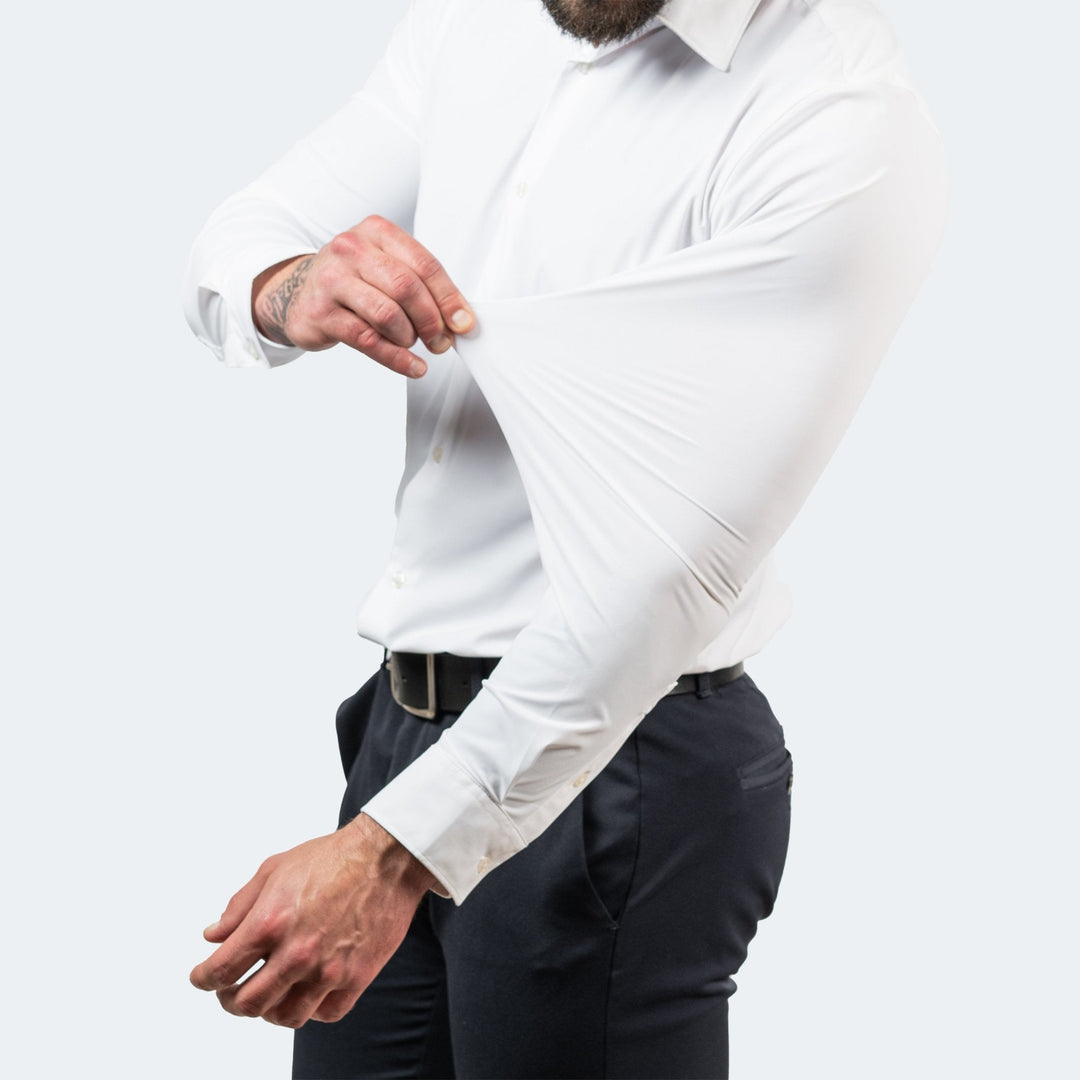Fleurant Adjustable-Tech Shirt – Men’s Smart-Fit, Anti-Wrinkle Button-Up