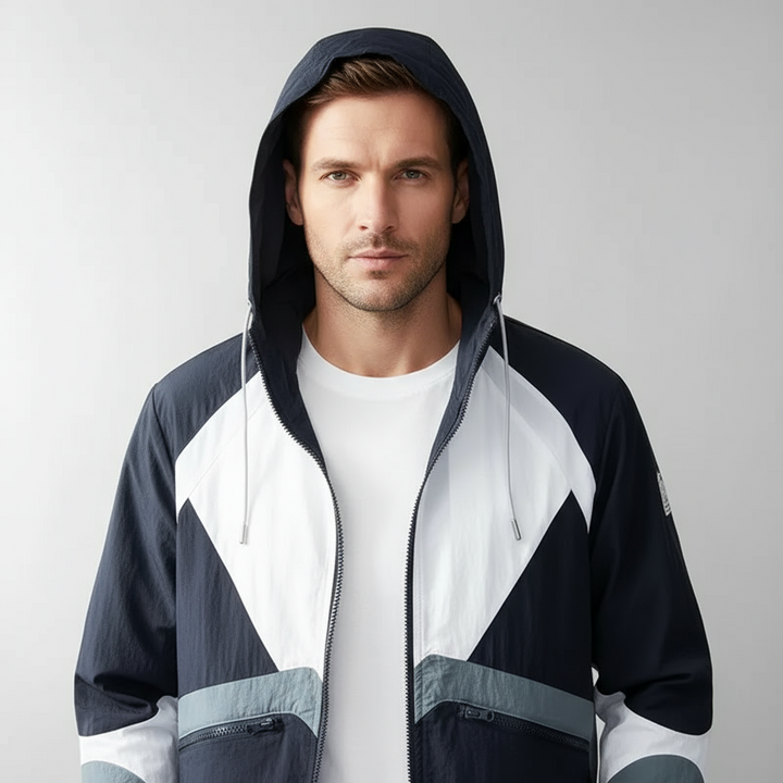 Venturo Colorblock Zipper Waterproof Rain Jacket