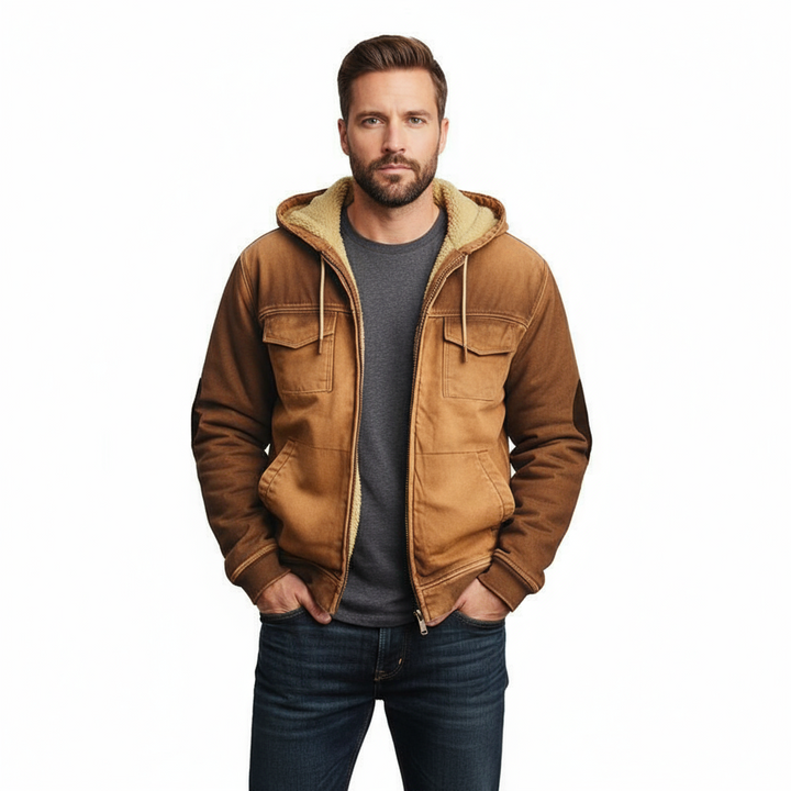 Men’s Retro Double-Layer Jacket – Zipper Front with Inner Pocket &amp; Ethnic-Inspired Design