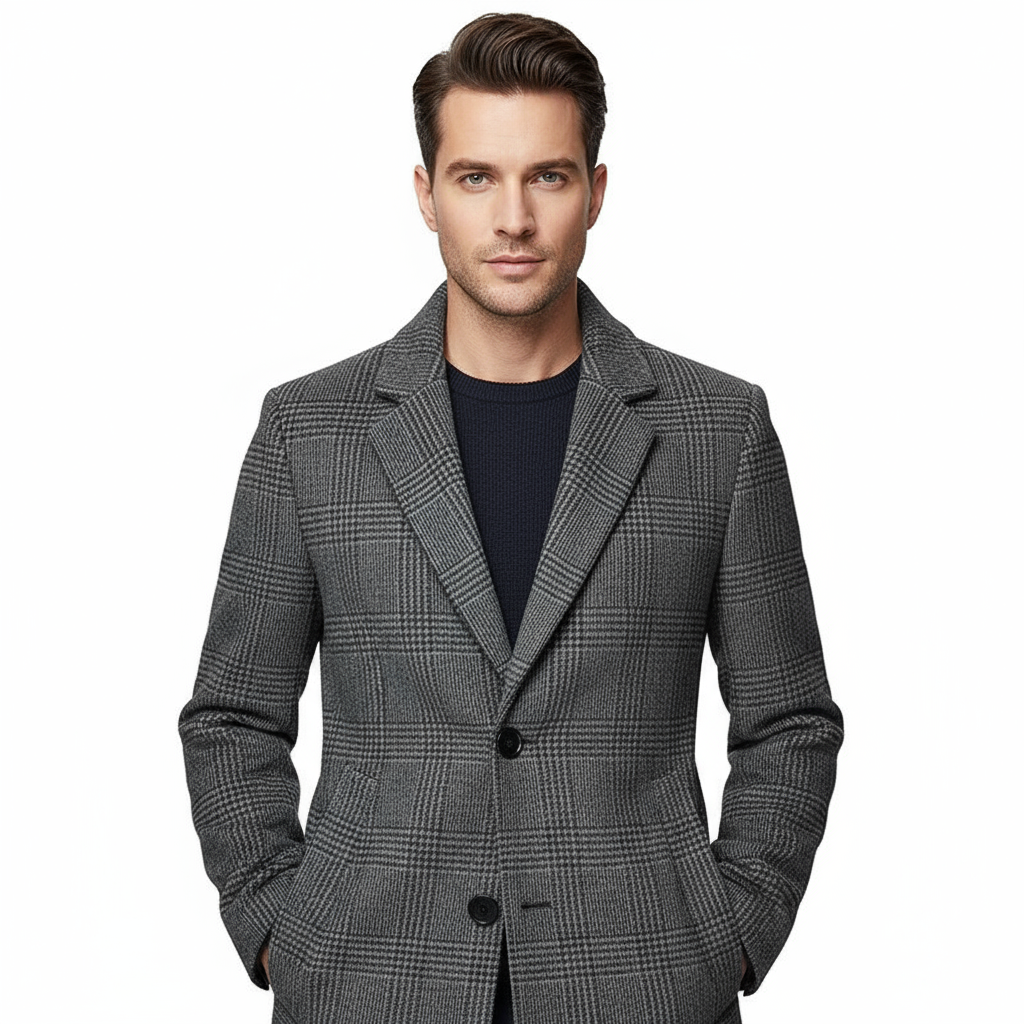 Men’s Cashmere Wool Blend Long Winter Trench Coat – Refined Warmth &amp; Timeless Elegance