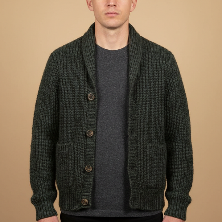 Mason Stand Collar Men Wool Cardigan